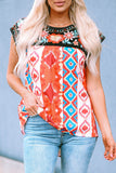 Floral Aztec Geometric Cap Sleeve Top