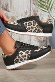 Casual Leopard PU Patchwork Lace up Sneakers