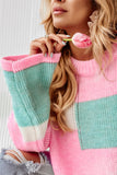 Colorblock Drop Shoulder Bell Sleeve Sweater