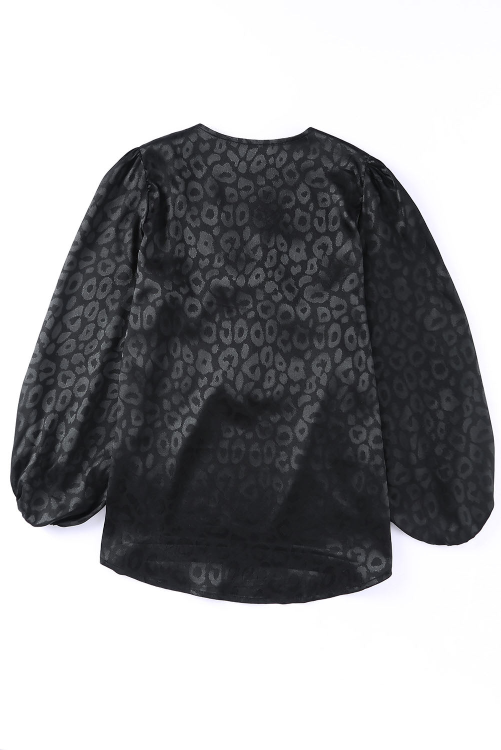 Blouse noire à motif léopard et col en V 