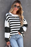 Stripe Drop Shoulder Striped Pullover Sweatshirt