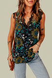 V Neck Lace Trim Floral Tank