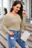 Cropped V Neck Fuzzy Sweater