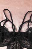 Lingerie Teddy ajourée en dentelle résille noire Plus