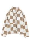 Checked Snap Button Sherpa Jacket