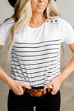 Nautical Striped Buttoned Short Sleeve Top