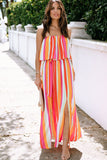 Overlay Strapless Maxi Dress with Slits