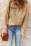 Buttoned Turn Down Collar Comfy Ribbed Sweater