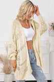 Apricot Casual Hollowed Knit Dolman Sleeve Cardigan