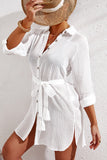 Striped Shirt Dress Beach Cover up with Belt