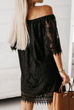 Round Neck Short Sleeve Loose Lace Dress