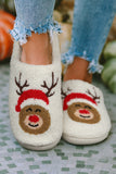 White Christmas Deer Home Indoor Plush Slippers