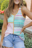 Contrast Trim Color Block V Neck Tank Top