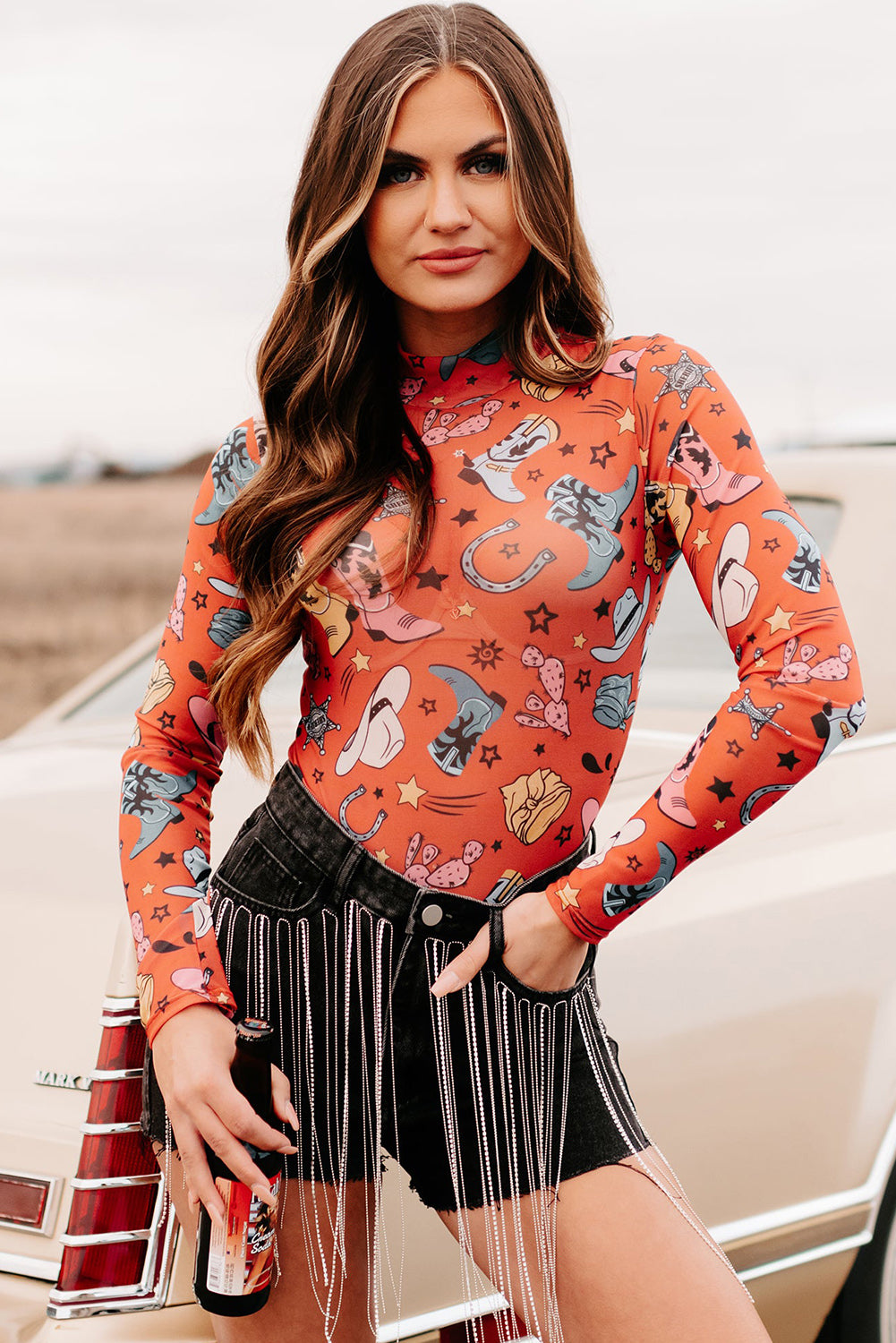 Rodeo Bound Printed Long Sleeve Bodysuit