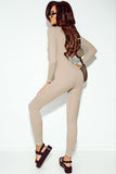 Ruched Square Neck Long Sleeve Sports Jumpsuit