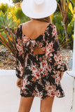 Floral Print Tie Back Mini Dress