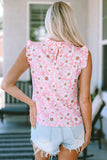 Sweet Floral Print Ruffle Trim Blouse