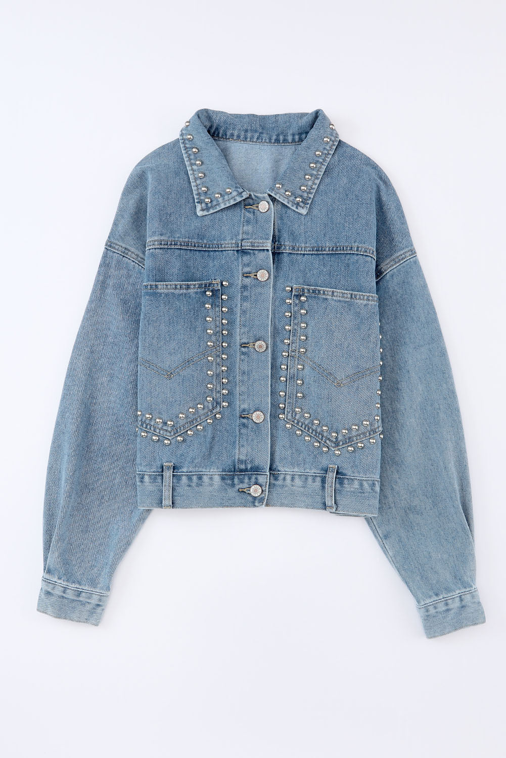 Rivet Studded Pocketed Denim Jacket