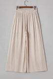 Beige Smocked High Waist Wide Leg Plus Size Pants