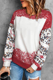 Red Tie Dye Leopard Drop Shoulder Sweatshirt