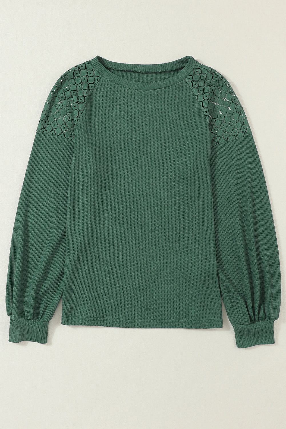 Khaki Lace Long Sleeve Textured Pullover