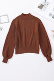 Solid Color Lantern Sleeve Knitted Sweater