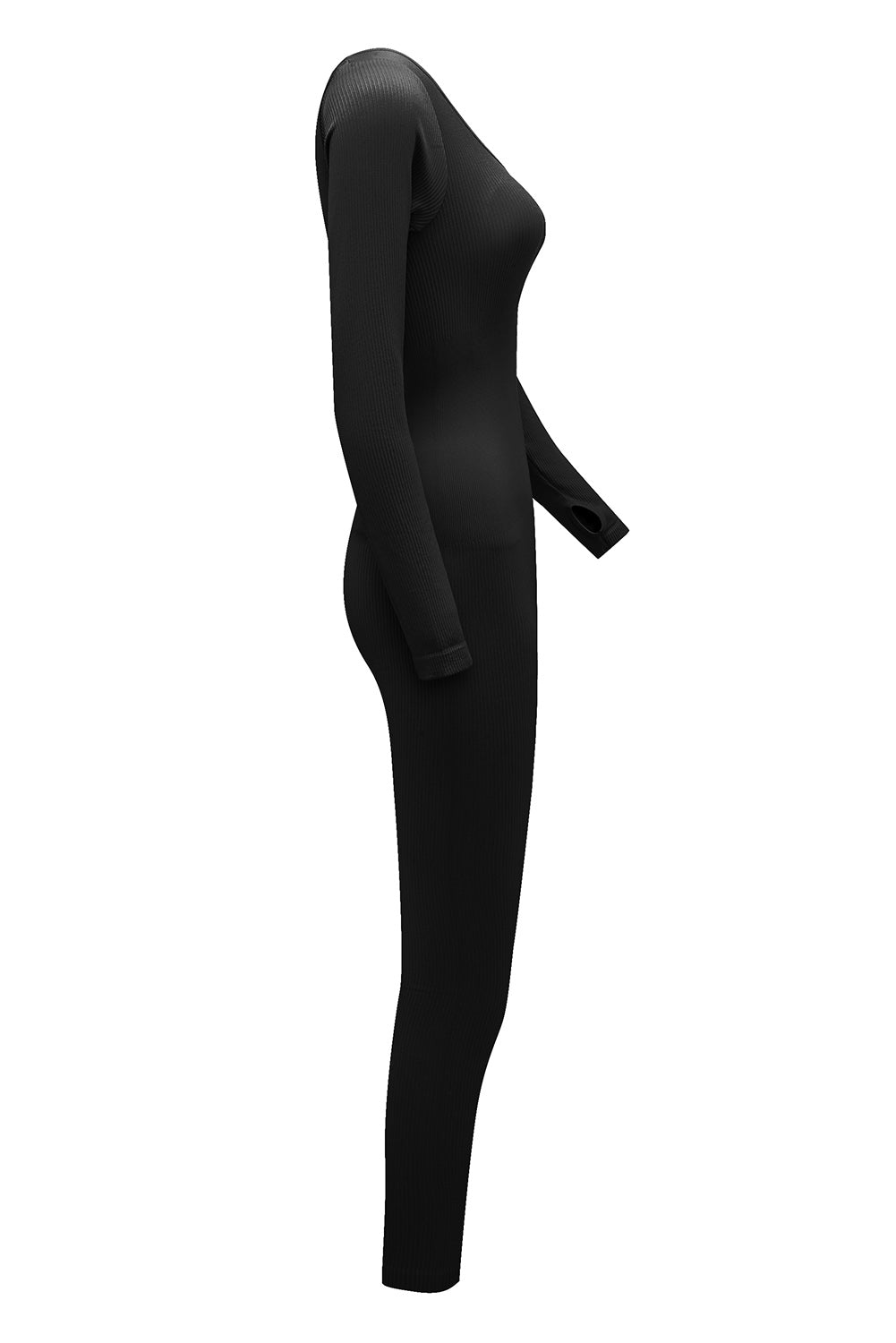 Scoop Neck Long Sleeve Seamless Yoga Jumpsuit