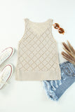 Rhombus Hollow-out Knitted Tank Top