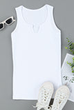 Split Neck Ribbed Knit Tank Top