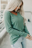 Ribbed V Neck Long Sleeve Top