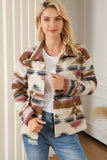 Multicolor Aztec Print Zipped Split Neck Hoodie