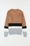 Color Block Striped Ribbed Knit Sweater