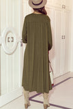 Green Lightweight Long Sleeve Open Front Duster Cardigan
