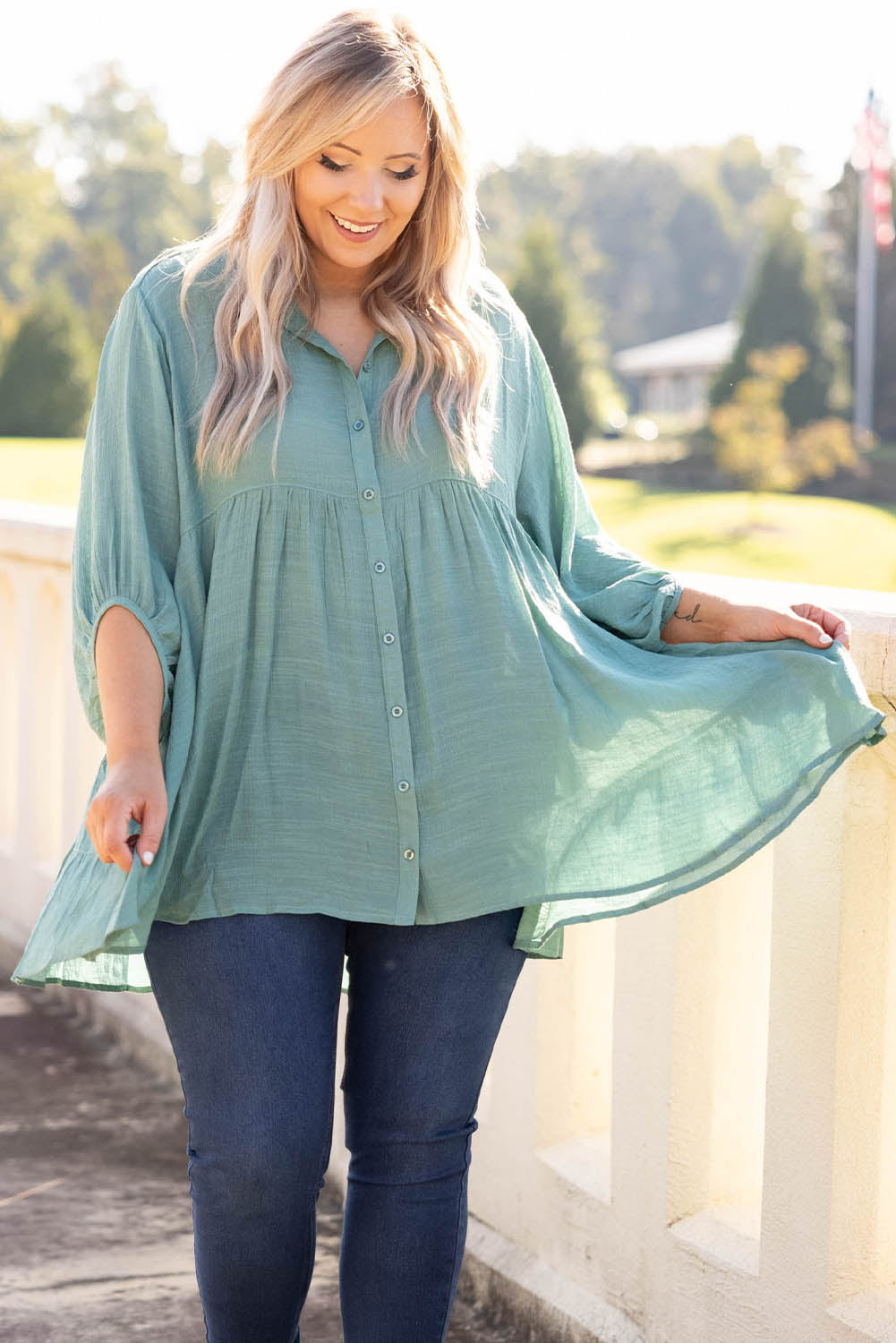 3/4 Sleeve Plus Size Tunic Top