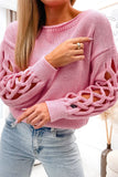 Woven Hollowed Dropped Sleeve Sweater