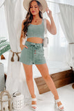 Button Fly Belted Paperbag Waist High Waist Casual Shorts