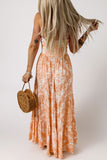 O-ring Cut out Floral Print Strapless Maxi Dress