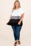 Plaid Dot Ruffled Plus Size Babydoll Top