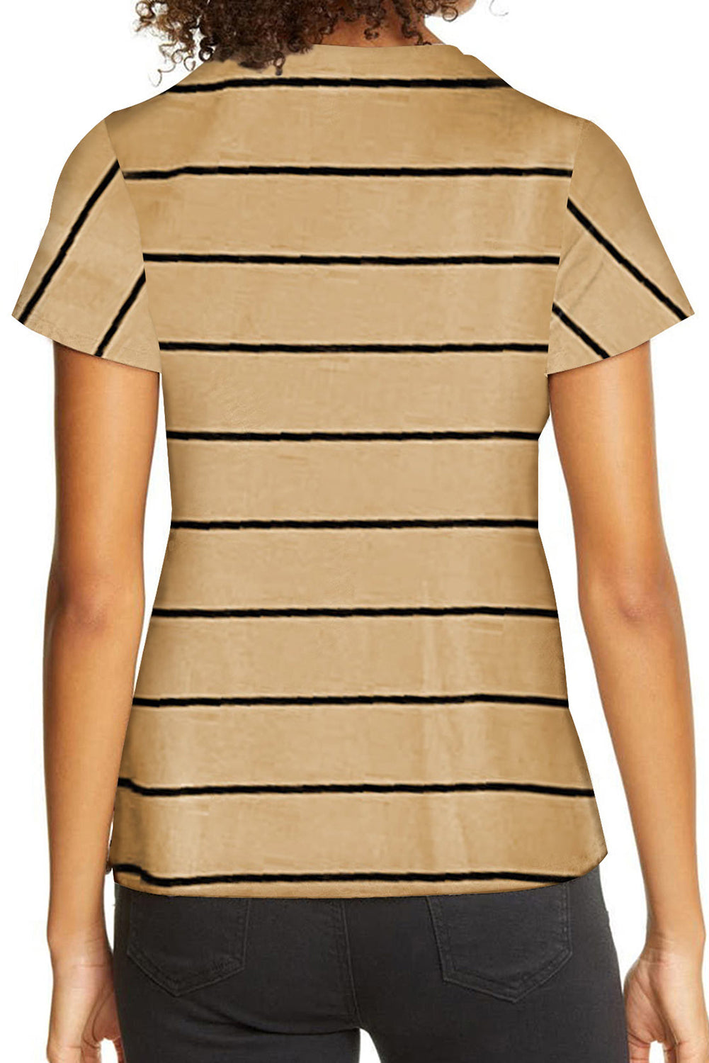 Round Neck Striped Print T-shirt