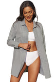 White Lightweight Shirt Style Beach Cover Up