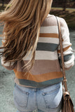 Camel Classic Round Neck Colorblock Knit Sweater