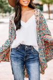 Paisley Floral Print Open Front Flowy Kimono