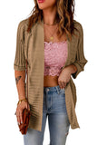 Ribbed Open Front Knit Cardigan