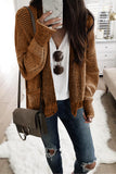 Apricot Chunky Waffle Knit Oversized Collar Cardigan