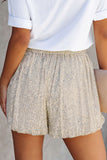 Sequin Straight Leg High Waist Casual Shorts