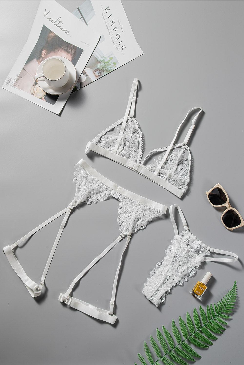 Solid Sexy Lace Bralette Lingerie Set