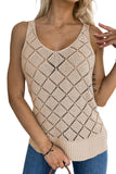 Rhombus Hollow-out Knitted Tank Top