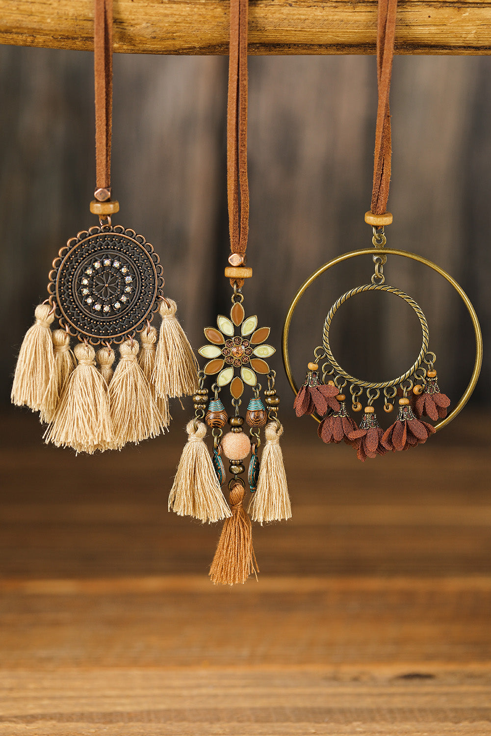 3pcs Bohemian Retro Tasseled Pendant Necklace