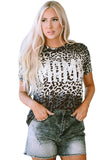 MAMA Leopard Print Short Sleeve Casual Graphic Tee