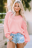 V-Neck Long Sleeve Cable Knit Sweater